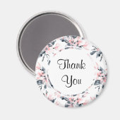 Roze en grijze Floral Waterverf Patroon Dank u Magneet (Voorkant / Achterkant)