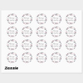 Roze en grijze Floral Waterverf Patroon Dank u Ronde Sticker (Vel)