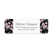 Roze en grijze Floral Waterverf Patroon Etiket (Voorkant)