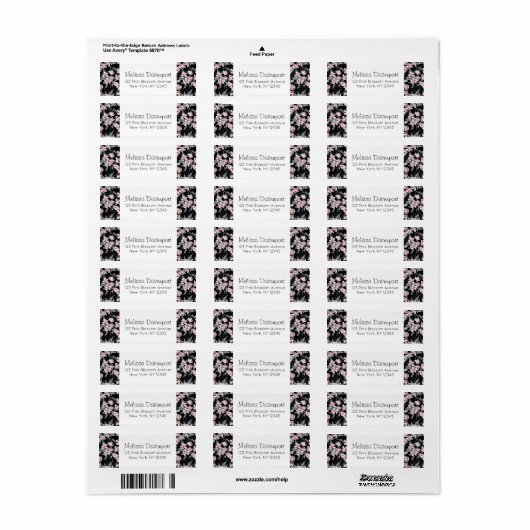 Roze en grijze Floral Waterverf Patroon Etiket (Full Sheet)