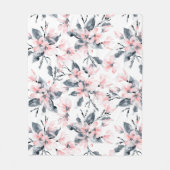 Roze en grijze Floral Waterverf Patroon Fleece Deken (Voorkant)
