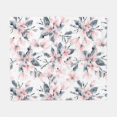 Roze en grijze Floral Waterverf Patroon Fleece Deken (Voorkant (Horizontaal))