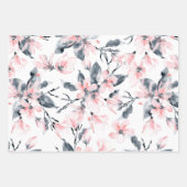 Roze en grijze Floral Waterverf Patroon Inpakpapier Vel (Voorkant 3)