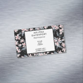 Roze en grijze Floral Waterverf Patroon Magnetisch Visitekaartje (Voorbeeld)