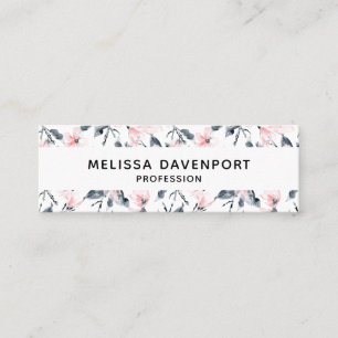 Roze en grijze Floral Waterverf Patroon Mini Visitekaartje