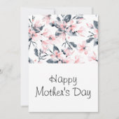 Roze en grijze Floral Waterverf Patroon Moederdag Feestdagenkaart (Voorkant)