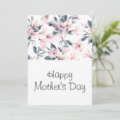 Roze en grijze Floral Waterverf Patroon Moederdag Feestdagenkaart (Staand voorkant)