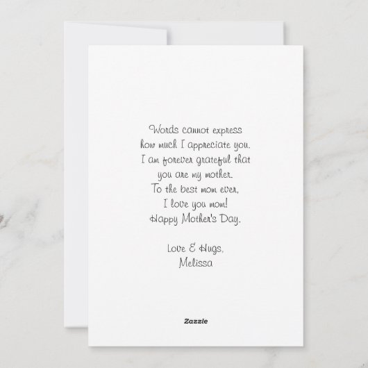 Roze en grijze Floral Waterverf Patroon Moederdag Feestdagenkaart (Achterkant)