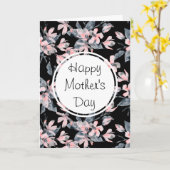 Roze en grijze Floral Waterverf Patroon Moederdag Kaart (Gele Bloem)