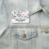 Roze en grijze Floral Waterverf Patroon Naamplaatje (In situ)