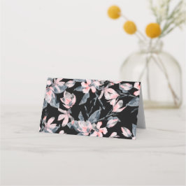 Roze en grijze Floral Waterverf Patroon Plaatskaartje