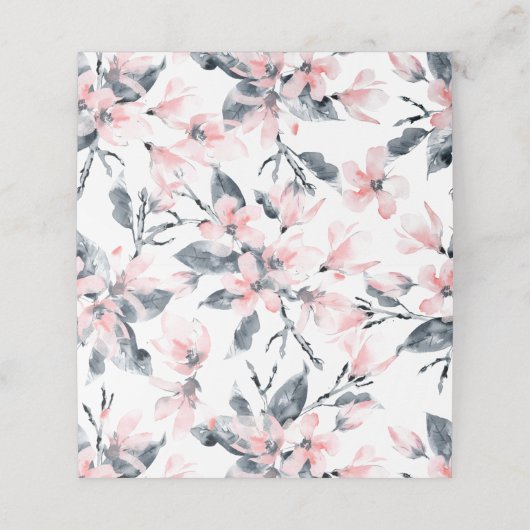 Roze en grijze Floral Waterverf Patroon Plaatskaartje (Buitenkant ongevouwen)