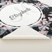 Roze en grijze Floral Waterverf Patroon Sherpa Deken (3/4)