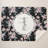 Roze en grijze Floral Waterverf Patroon Sherpa Deken (Voorkant (horizontaal))