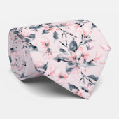 Roze en grijze Floral Waterverf Patroon Stropdas (Opgerold)