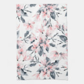 Roze en grijze Floral Waterverf Patroon Theedoek (Verticaal)