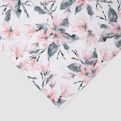 Roze en grijze Floral Waterverf Patroon Tissuepapier (Detail)