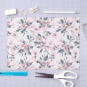 Roze en grijze Floral Waterverf Patroon Tissuepapier (Craft)