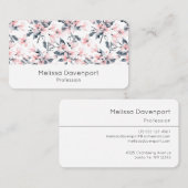 Roze en grijze Floral Waterverf Patroon Visitekaartje (Voorkant / Achterkant)