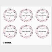 Roze en grijze Floral Waterverf Pattern Kitchen Ronde Sticker (Vel)