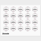 Roze en grijze Floral Waterverf Pattern Kitchen Ronde Sticker (Vel)