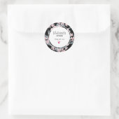 Roze en grijze Floral Waterverf Pattern Kitchen Ronde Sticker (Tas)