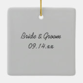 Roze en grijze Florale hoogtepunten Weddenschap Keramisch Ornament (Achterkant)