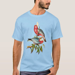 Roze en Grijze Gala Australische vogel illustratie T-shirt