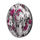 Roze en grijze gemalen schedel dartbord (Voorkant Rechts)