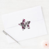 Roze en grijze gemalen schedel ster sticker (Envelop)