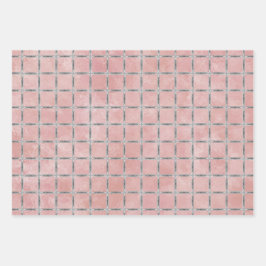 Roze en grijze geometrische papierbladen voor het  inpakpapier vel