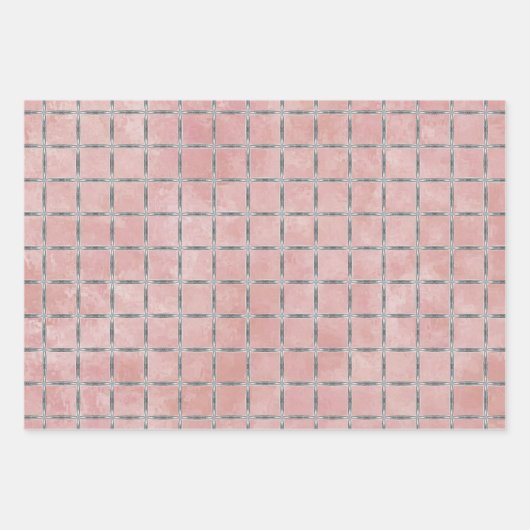 Roze en grijze geometrische papierbladen voor het  inpakpapier vel (Voorkant)