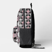 Roze en grijze geometrische patchwork #patchwork bedrukte rugzak (Rechts)