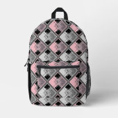 Roze en grijze geometrische patchwork #patchwork bedrukte rugzak (Voorkant)