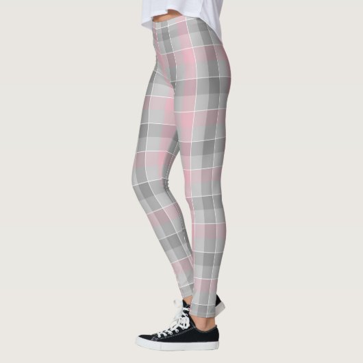 roze en grijze geruite plaid leggings (Links)