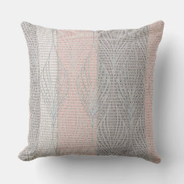Roze en grijze gestreepte gebloemde overlay kussen