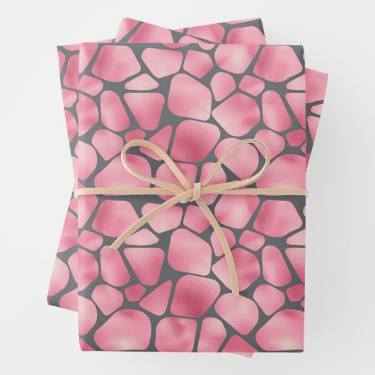 Roze en grijze Giraffe afdrukken Inpakpapier Vel (In situ)