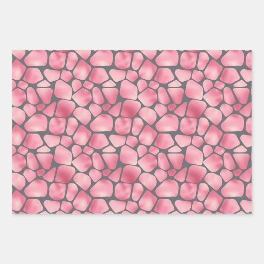 Roze en grijze Giraffe afdrukken Inpakpapier Vel (Voorkant)