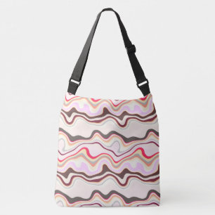 Roze en grijze golvende strepen crossbody tas