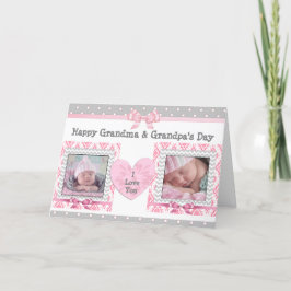Roze en grijze Grandparent's Day "I Love You"-kaar Kaart