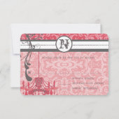Roze en grijze handelier Wedding RSVP (Achterkant)