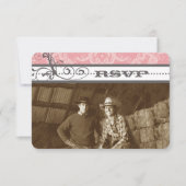 Roze en grijze handelier Wedding RSVP (Voorkant)