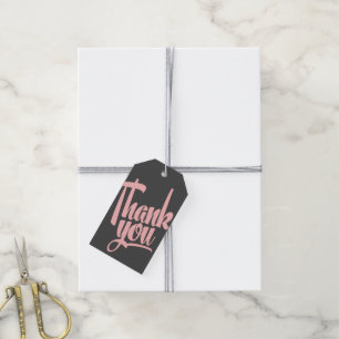Roze en grijze handvol met briefing Label Cadeaulabel