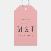 Roze en grijze handvol met briefing Label Cadeaulabel (Achterkant)