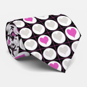 Roze en Grijze Hart Grid Patroon Stropdas (Opgerold)