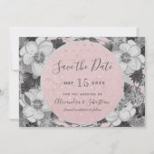 Roze en Grijze Huwelijk Save The Date Invitation (Voorkant)