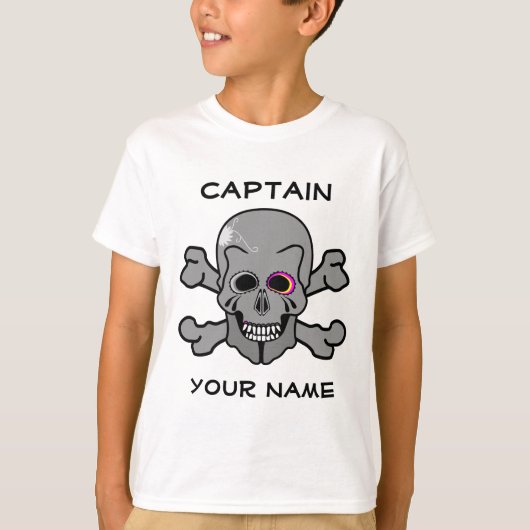Roze en grijze jolly Roger T-shirt (Voorkant)