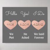 Roze en grijze Jubileum | Weddenschap Gift Poster (Voorkant)