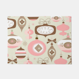 roze en grijze kerstsieraden deurmat