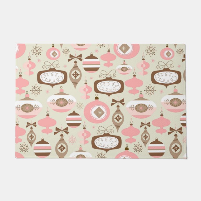  roze en grijze kerstsieraden deurmat (Voorkant)